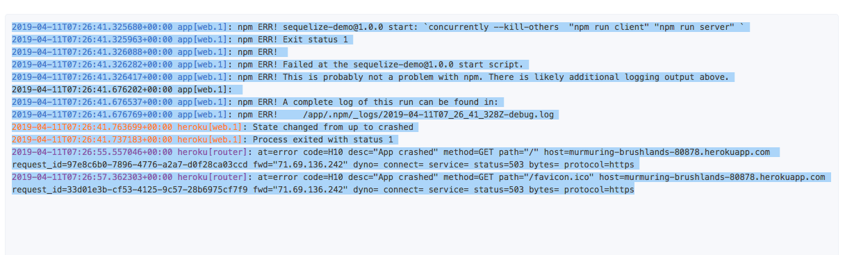 Heroku web Failed at start script QueryThreads