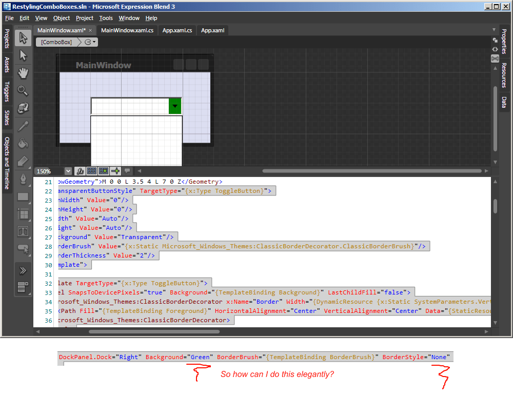 templates Elegantly override style of ComboBox's ToggleButton in WPF