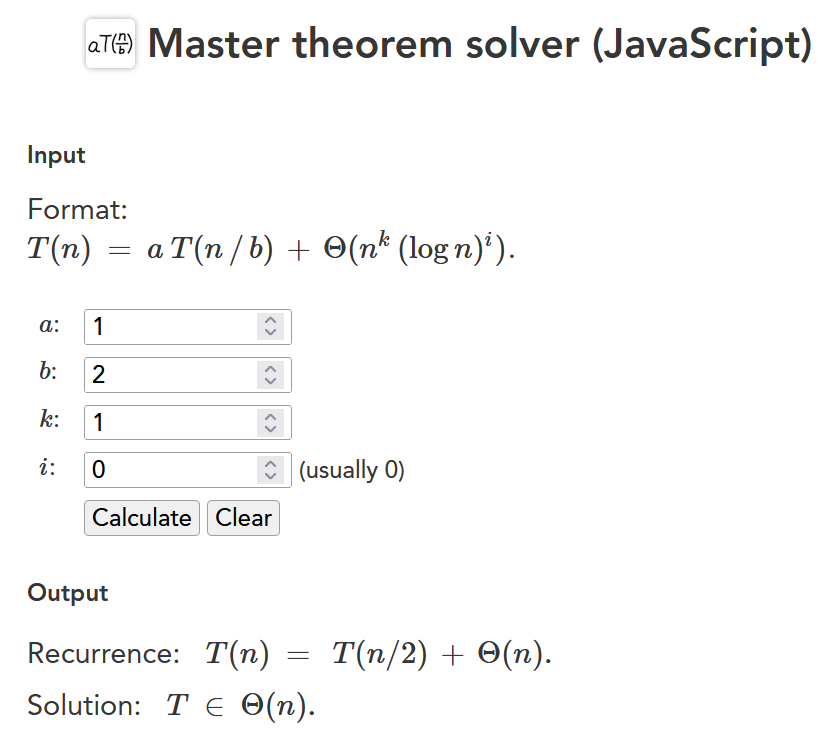 asymptotics Calculator for time complexity of recursive functions