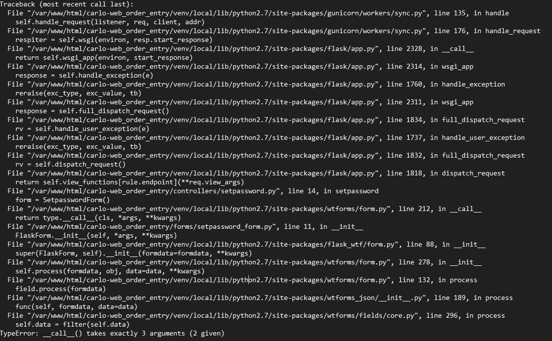 Flask python flask TypeError __call__() takes exactly 3 arguments (2 given) CodeBugFixer