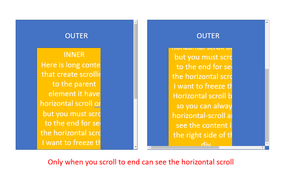 css HTML freeze horizontalscrollbarposition when vertical
