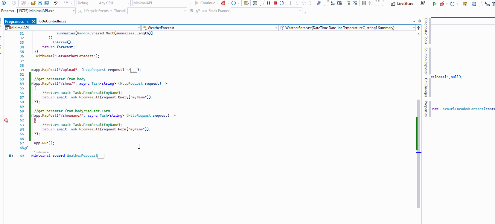 core How to read POST parameters in Minimal API, in C posted