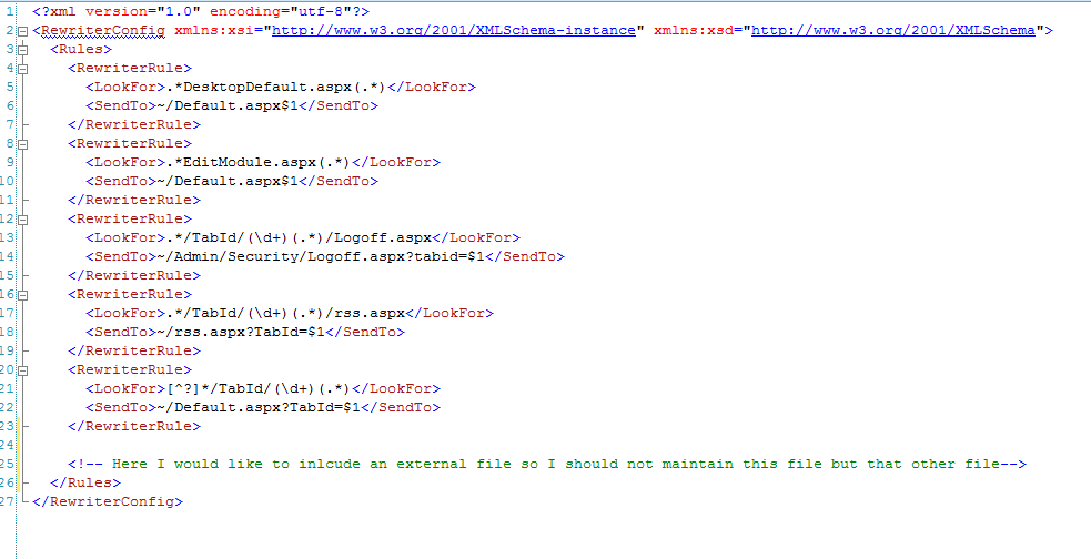 c how to include external XML into the XML file how should both