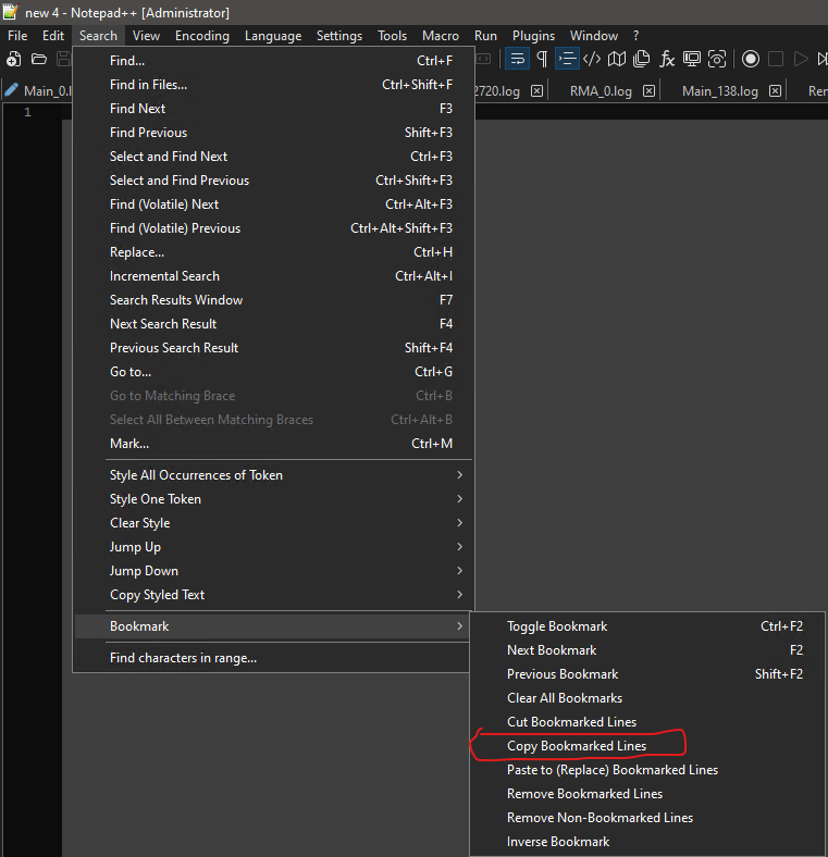 notepad++ How to get a bookmarks list? Super User