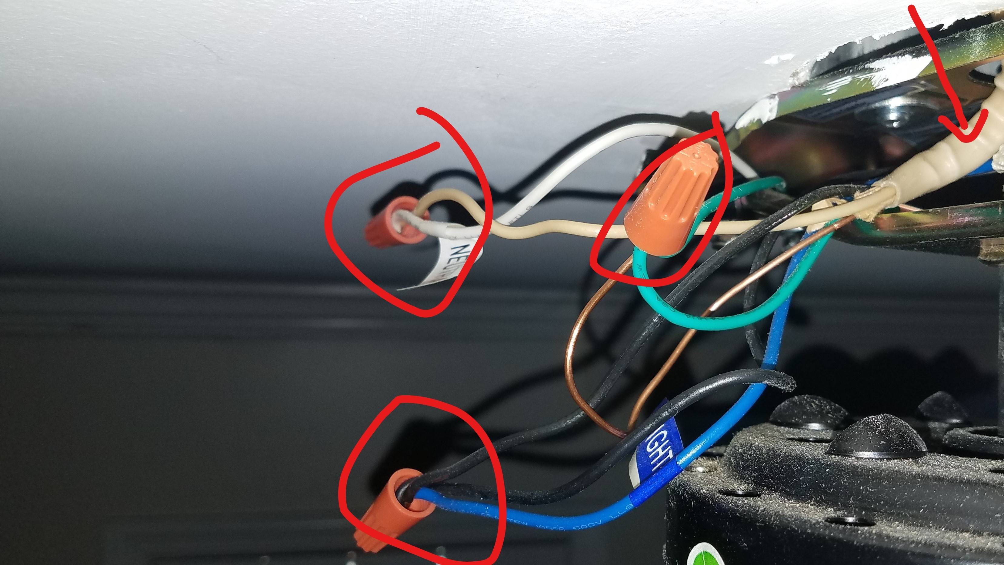 receptacle Odd ceiling fan wiring, white in hot side of outlet Home