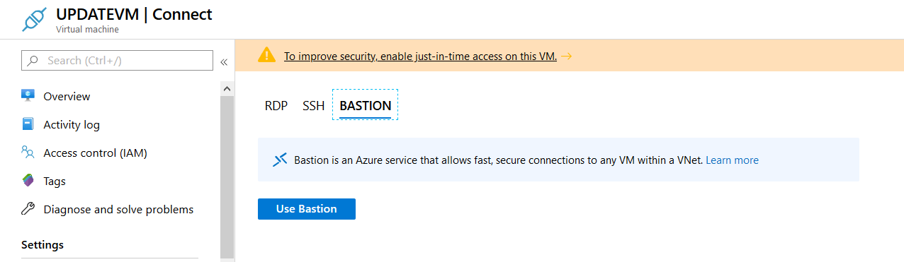 Error while connecting my azure vm through azure bastion Stack Overflow