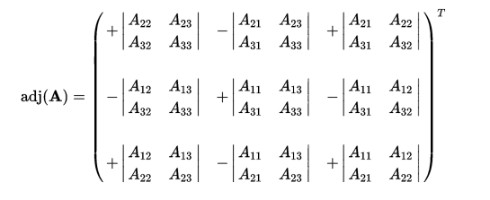 linear algebra Adjugate matrix entries generalized formula
