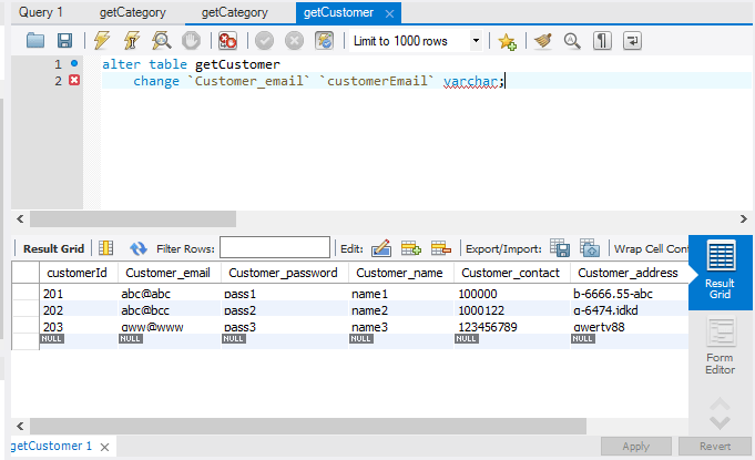 Error while changing/altering column name in MySql? Stack Overflow