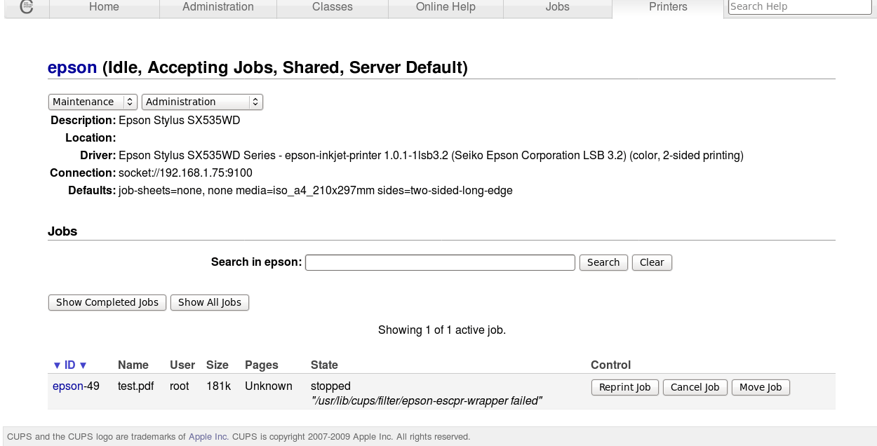 cups Epson network printer on CentOS 6.9 doesn't respond, why? Unix & Linux Stack Exchange