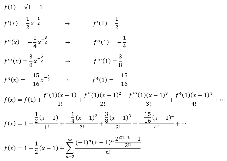 Is it possible to write square root of x about c = 1 as Taylor series