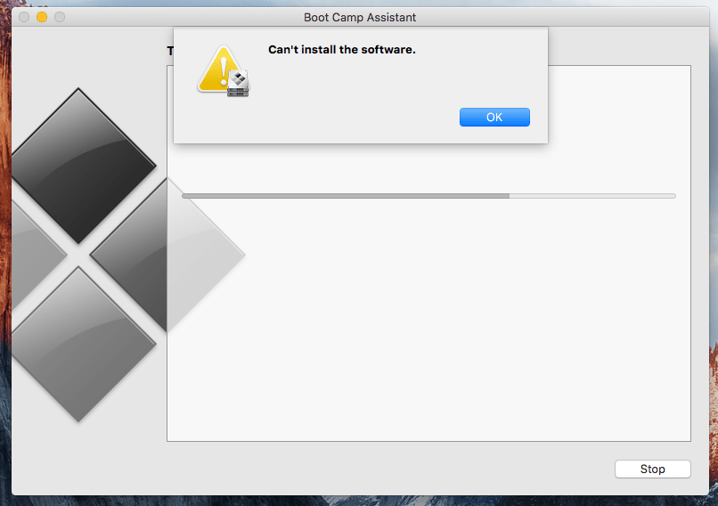 bootcamp Boot Camp "Can't install the software" error Ask Different