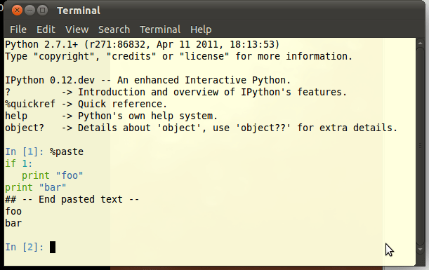 Copypaste into Python interactive interpreter and indentation Stack Overflow