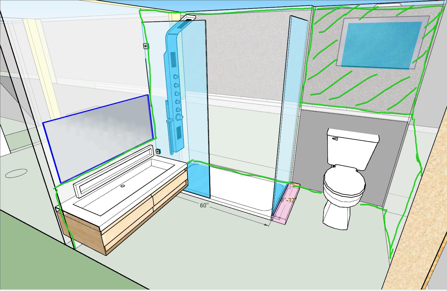 drywall Can cement board extend beyond the tiled area on bathroom walls? Home Improvement
