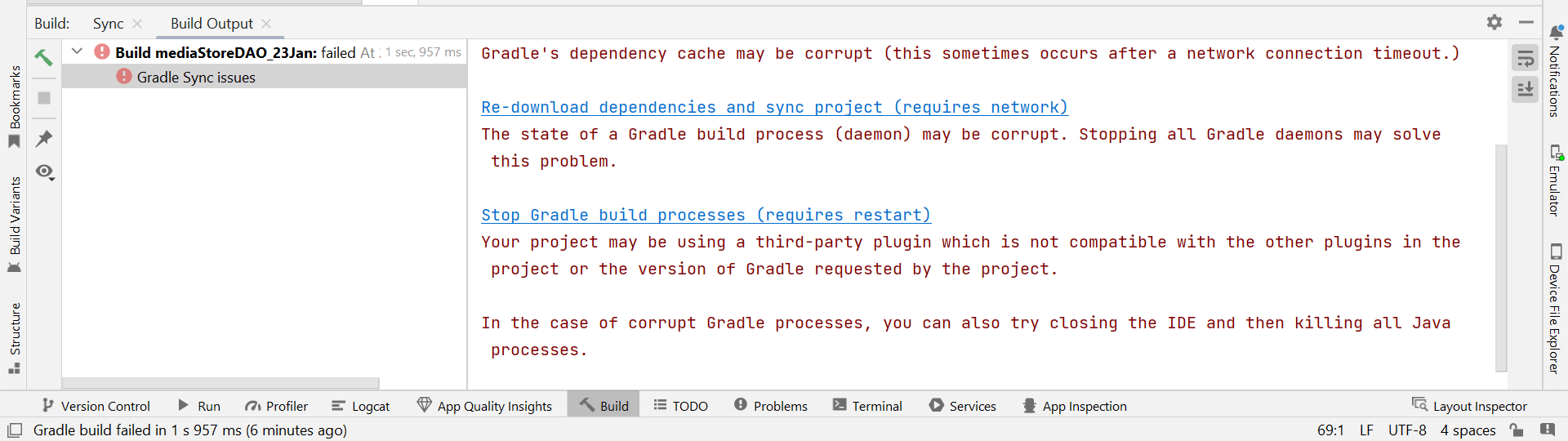 android Unable to find method ''void org.jetbrains.kotlin.gradle