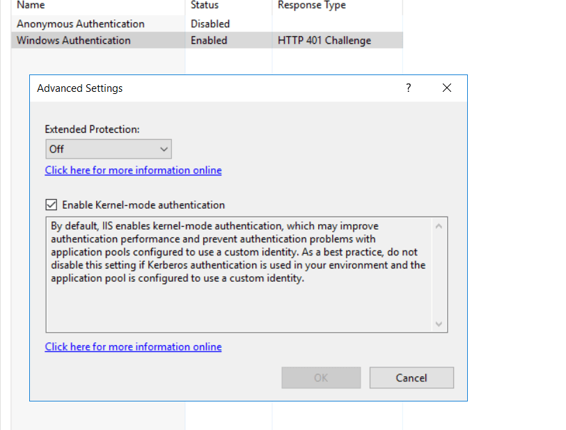 c Windows Authorization works in debug on IIS Express but not in IIS