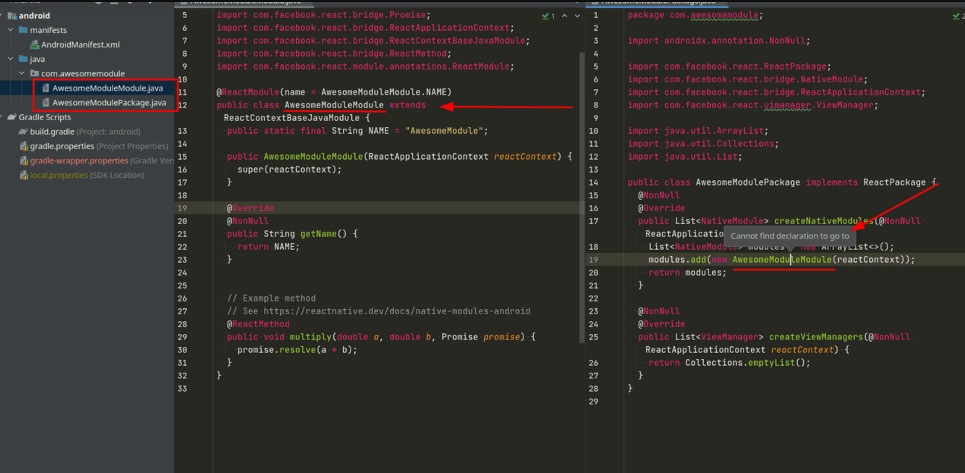 java How to enable for a project with reactnative