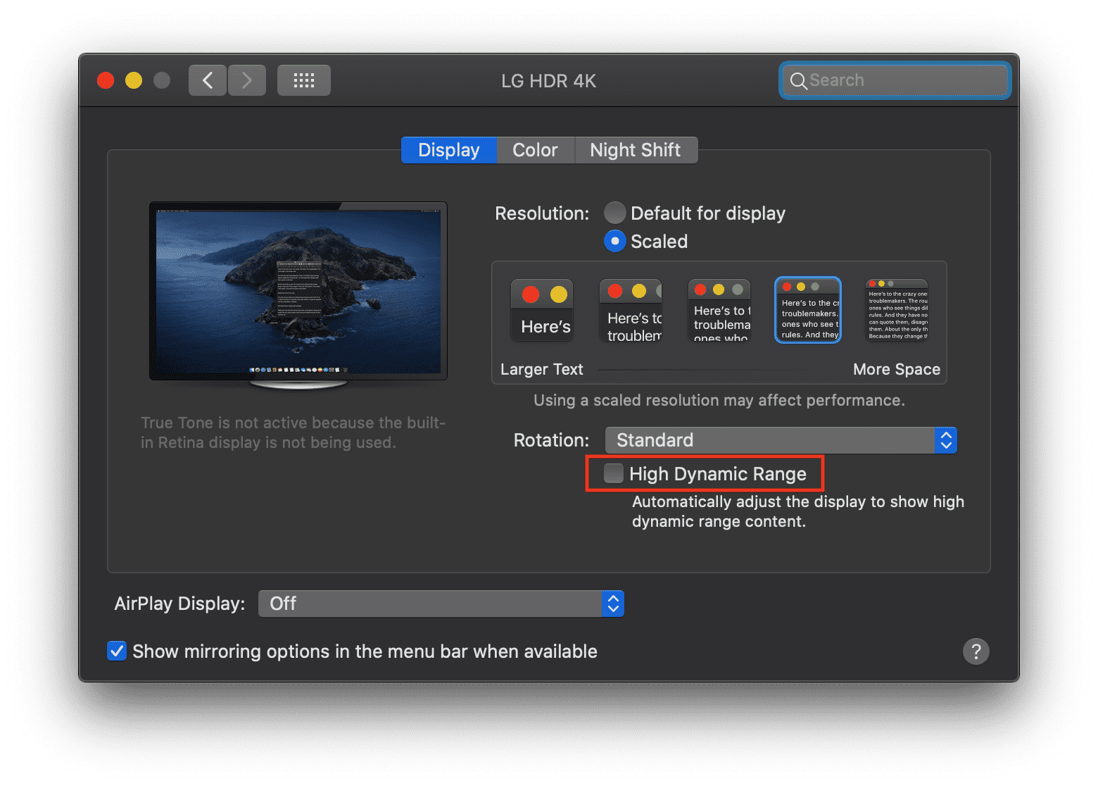 Occasional low contrast on external display when waking MacBook Pro