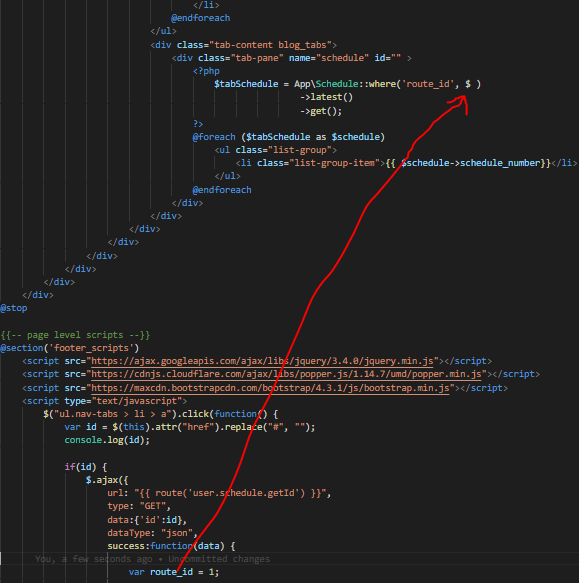 html How to pass ID from JavaScript to Laravel PHP script? Stack