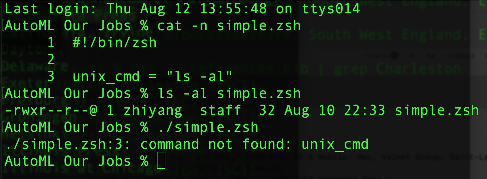 macos Why does Zsh complain of my variable assignment as not