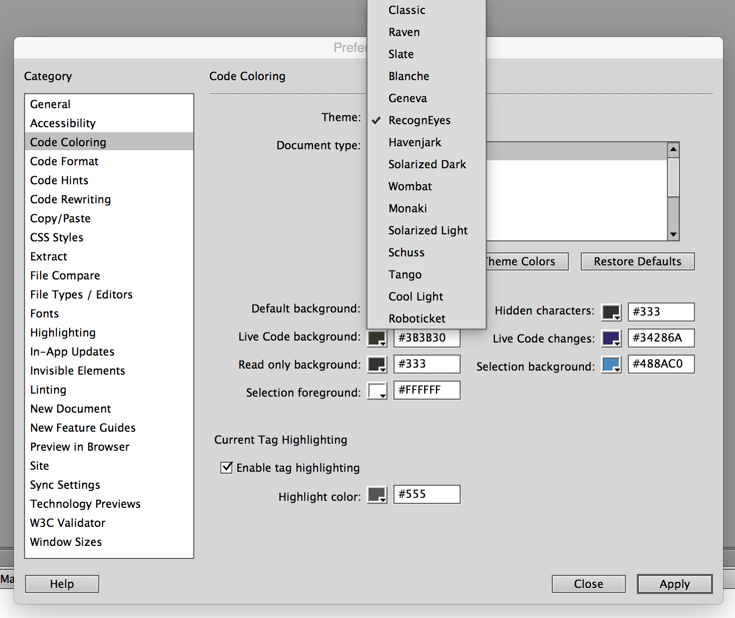 Dreamweaver CS6 Default Colors.xml Stack Overflow