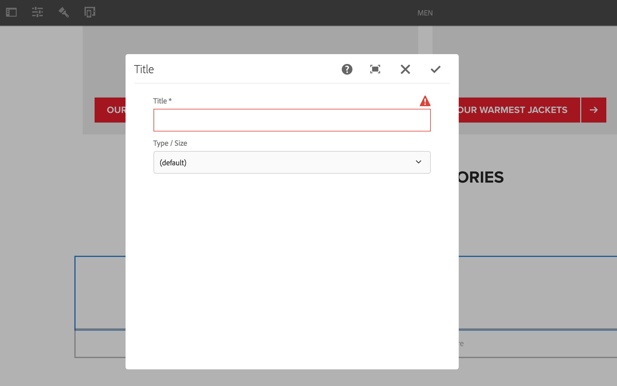 AEM touch ui dialog 6.3 Validation Error Icon is