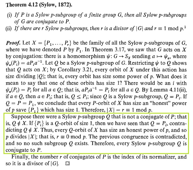 abstract algebra Proof of Sylow's theorem. Mathematics Stack Exchange