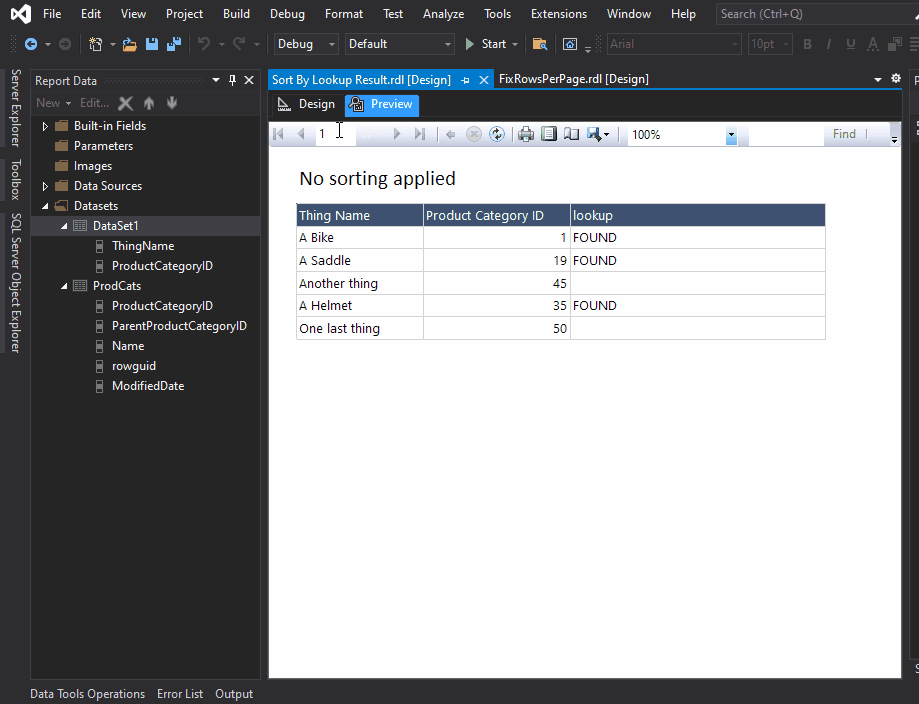 reporting services SSRS Sort tablix based on result of Lookup