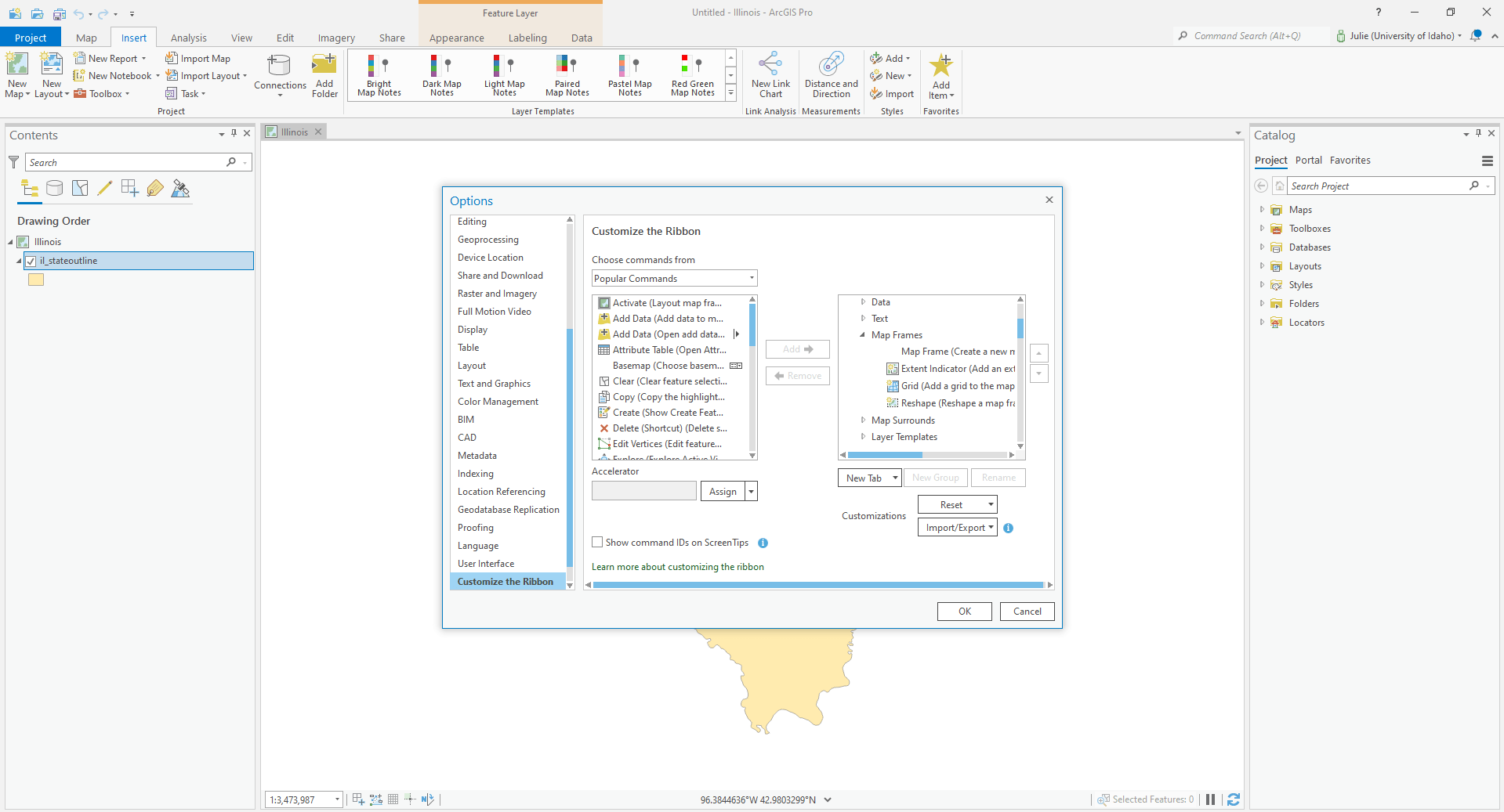 arcgis desktop Map Frame group not visible on Insert ribbon