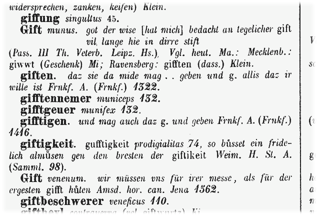 compounds Was bedeutet 'Giftgeber' auf Deutsch, falls überhaupt