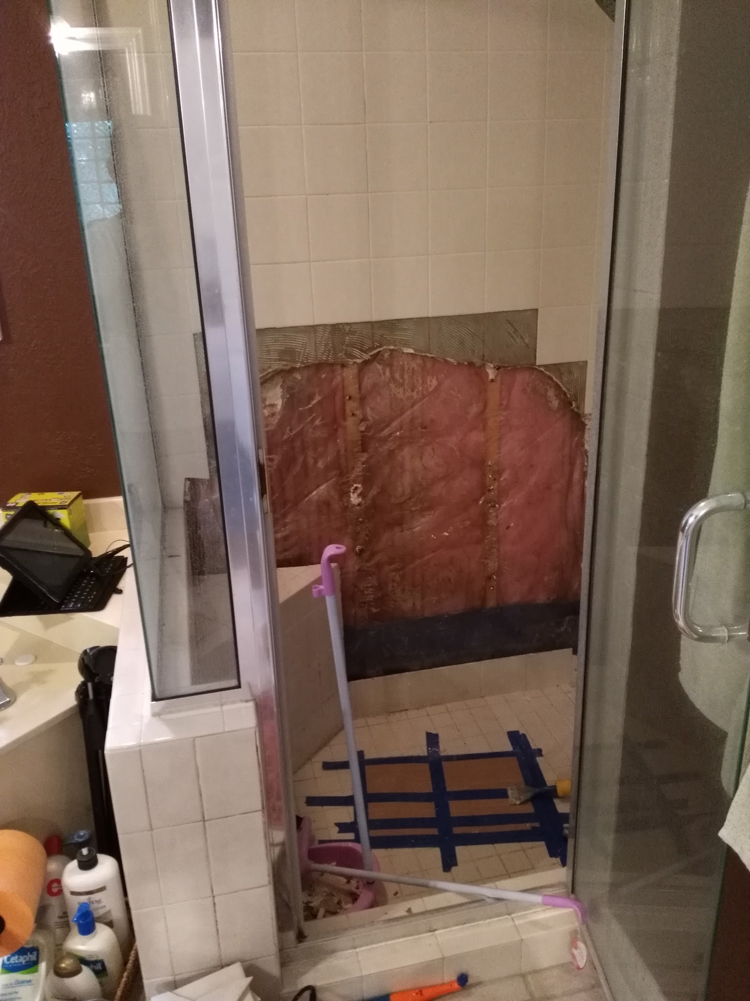 bathroom How much of a damaged shower wall should I replace? Home