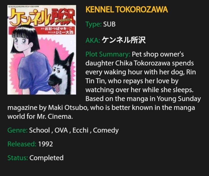resources Where I can find this anime's ( Kennel Tokorozawa) all