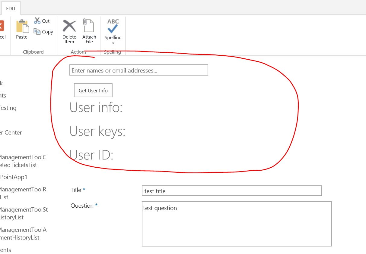 web part HTML part JavaScript works in EditForm.aspx but won't in