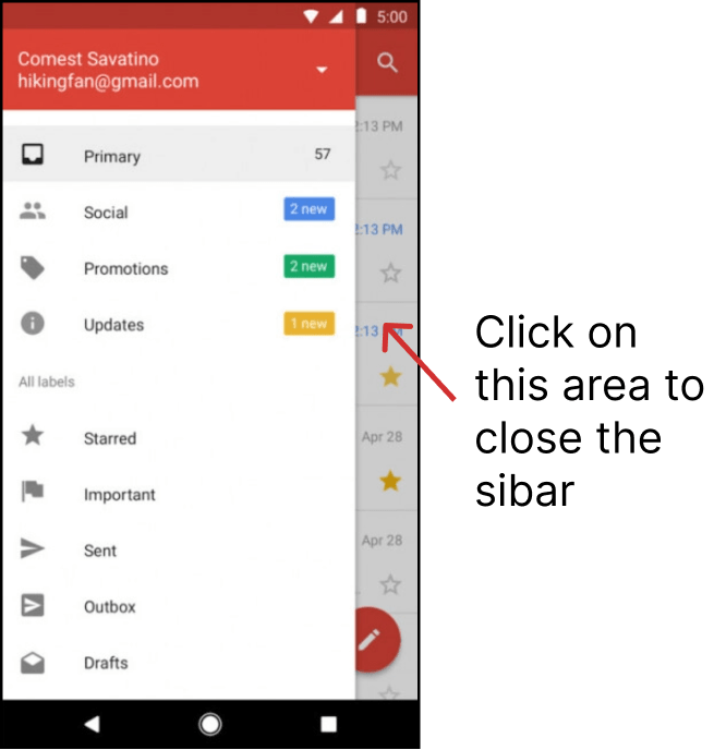 Why is there no "closing sidebar button" in the mobile world
