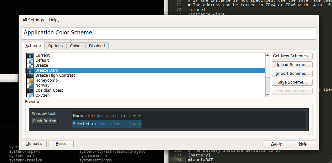 plasma kde5 breezedark theme and kde icons not working in i3wm