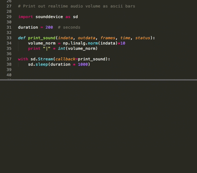 How to read realtime microphone audio volume in python and ffmpeg or