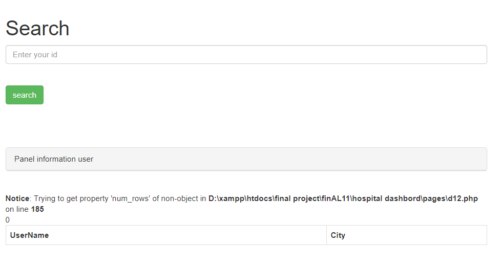 Notice Trying to get property 'num_rows' of nonobject in D