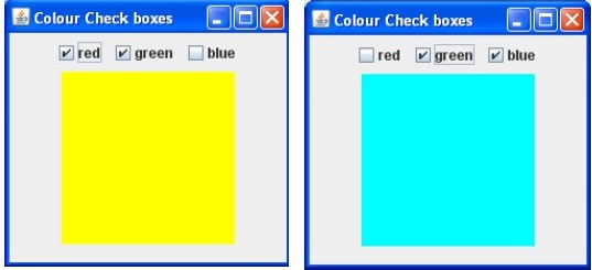 java JPanel with 3 check boxes to set background color in the centre of JFrame Stack Overflow