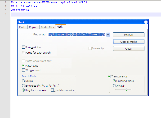 notepad++ Regex for nonconsecutive uppercase words Stack Overflow