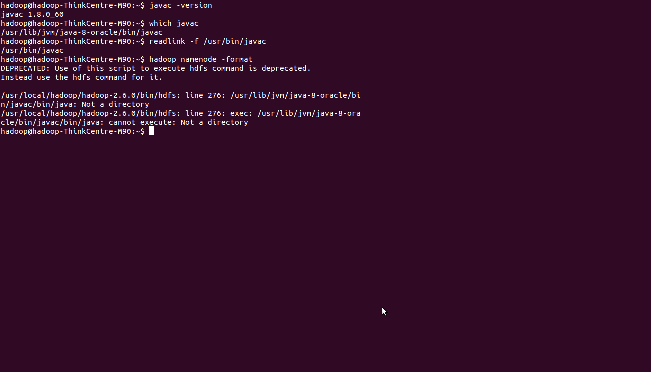 hadoop Java environment variable is not available until I format the
