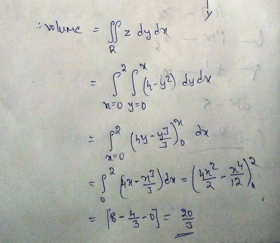 calculus Finding a volume of a solid using Double Integral