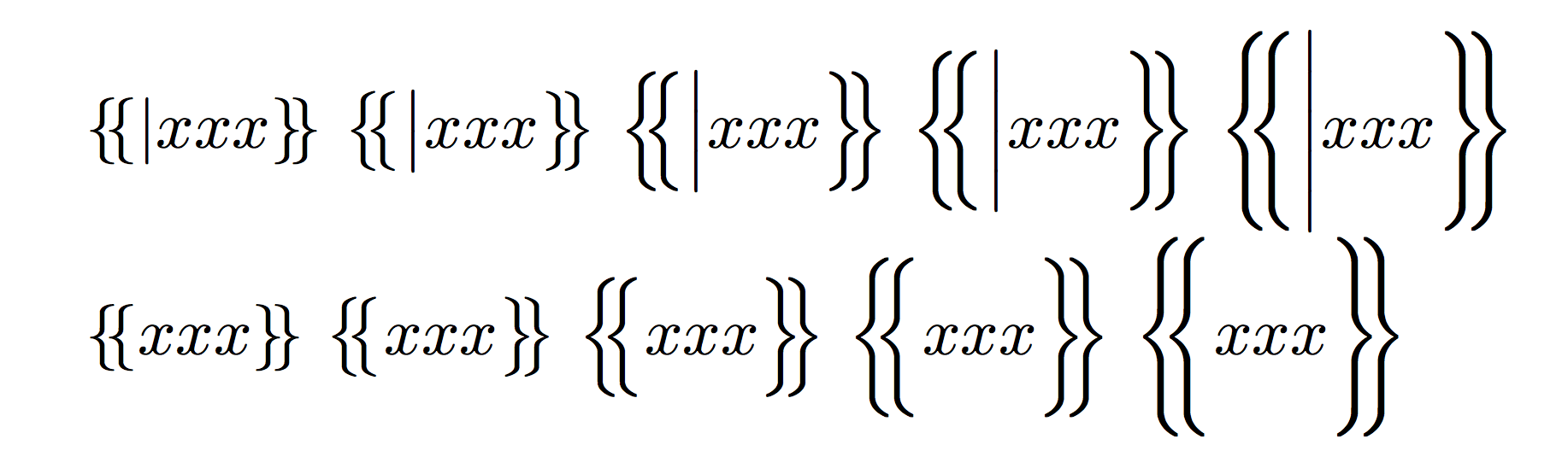 amsmath Left Right 'Double' curly brace (Blackboard bold) symbol