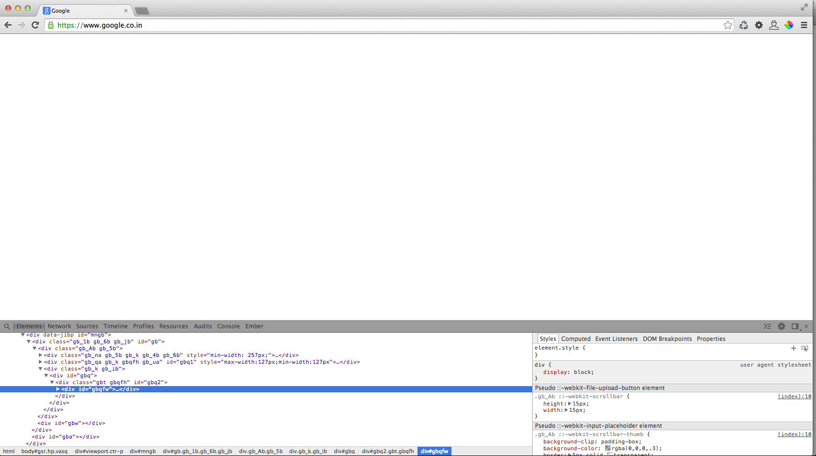 Google chrome white screen on inspect element Stack Overflow