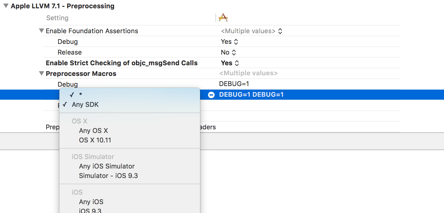 ios Xcode 7 Set Preprocessor Macros per architecture Stack Overflow
