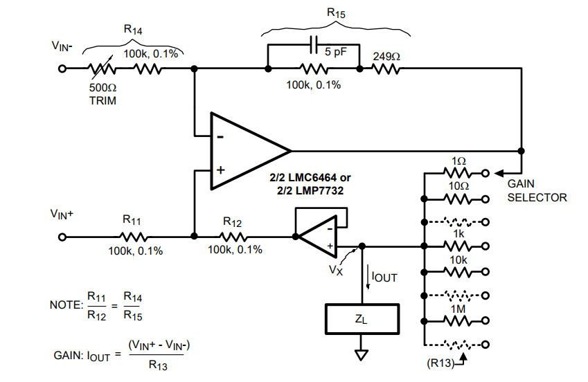 operational amplifier Multi range current source based on Howland
