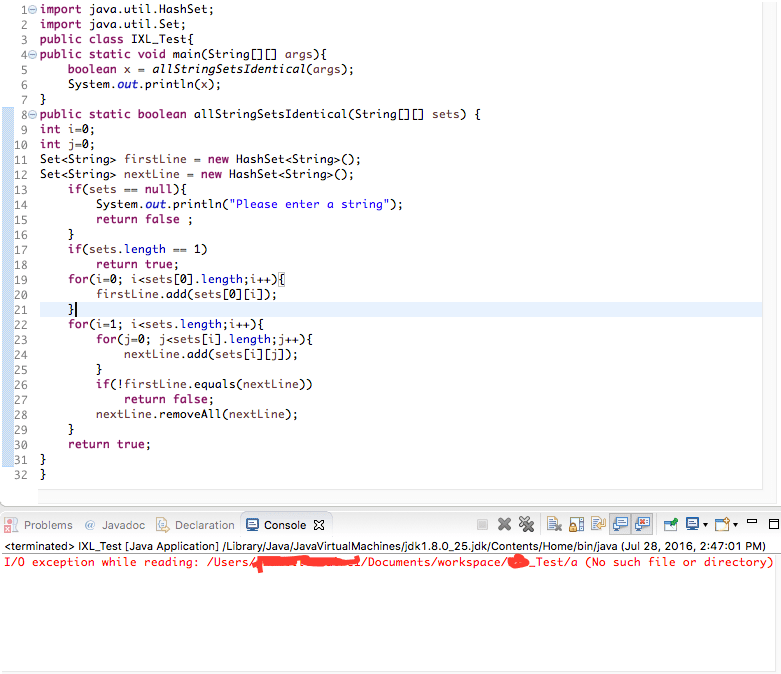 java Eclipse Command Line Arguments Giving Exception Stack Overflow