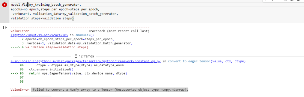 python Failed to convert a NumPy array to a Tensor (Unsupported