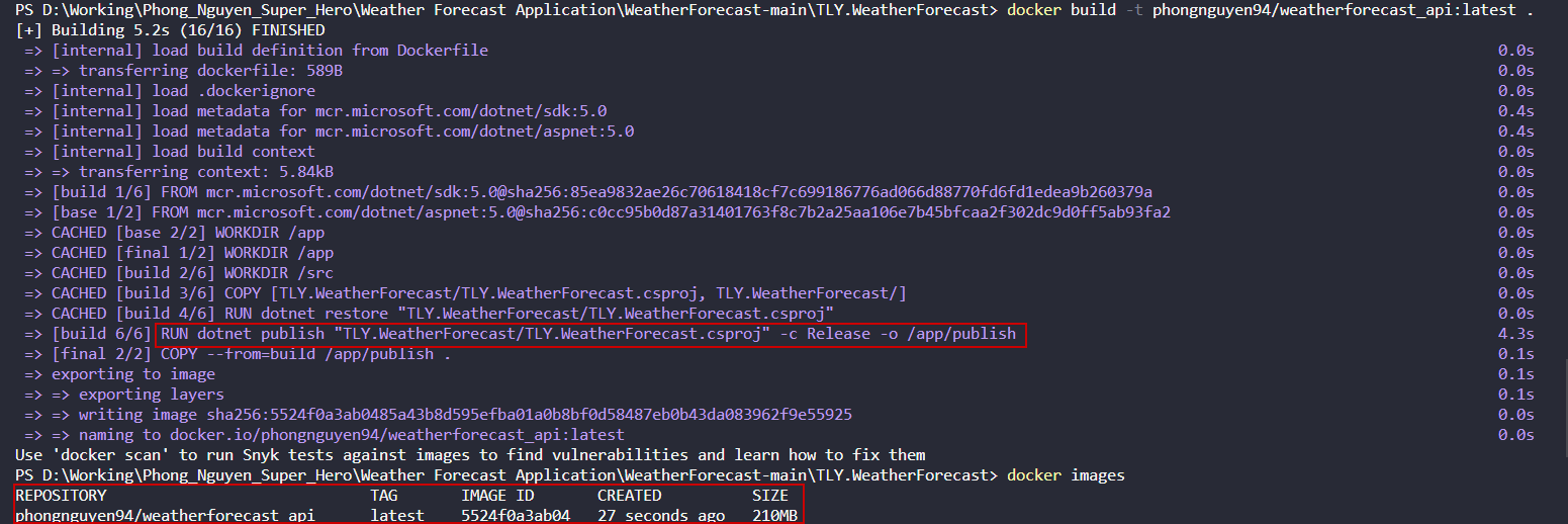 docker ERROR [build 6/6] RUN publish "" c Release o /app