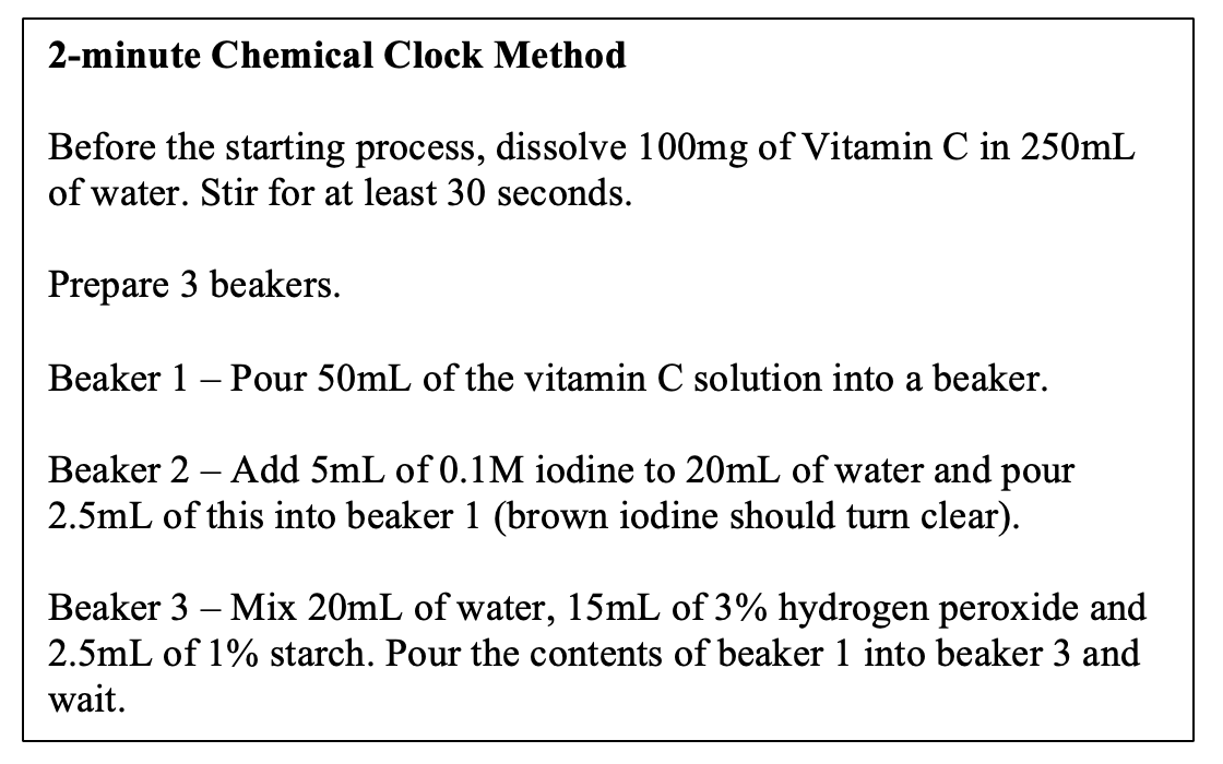 reaction mechanism What reagents change the time of a chemical clock