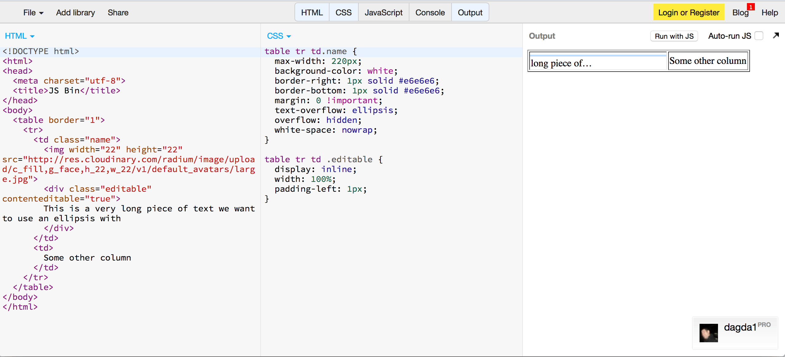 css contenteditable div in a table cell with textellipsis not