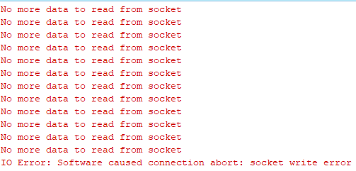 sql - No more data to read from socket IO Error: Software caused